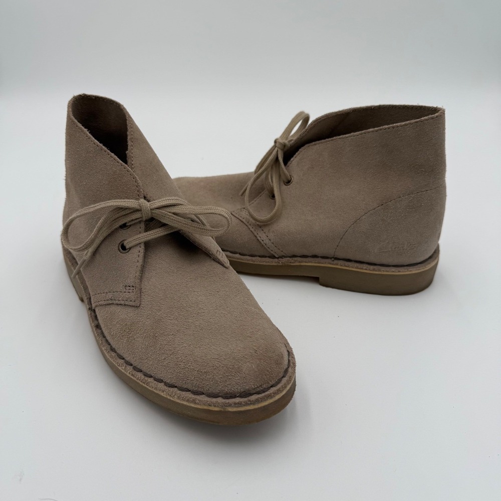 Clarks Desert Boot Suede‎ Taupe Lace Up Ankle Chukka Boots Booties Women's 6.5
